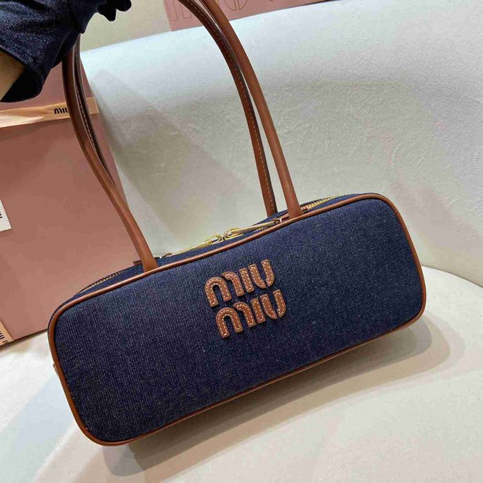 MIUMIU ショルダーバッグ デニム ボー 28×11.5×8cm