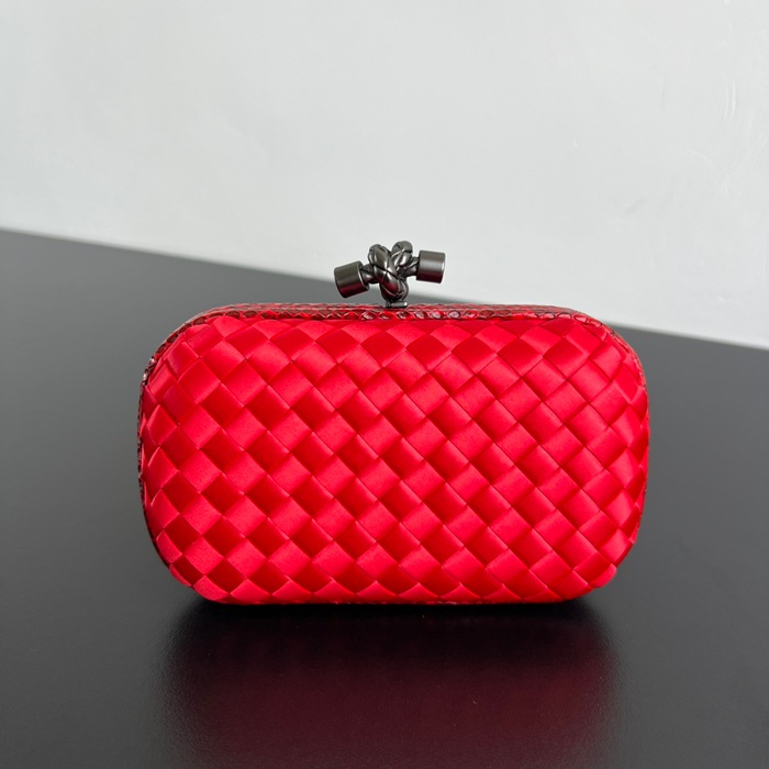BOTTEGA VENETA ノット シルク編み スネークスキン クラッチ レディース 16×10×5cm