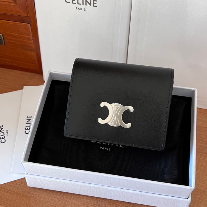 CELINE トリオンフ 名刺入れ カーフレザー レディース 10.5×8×3.5cm