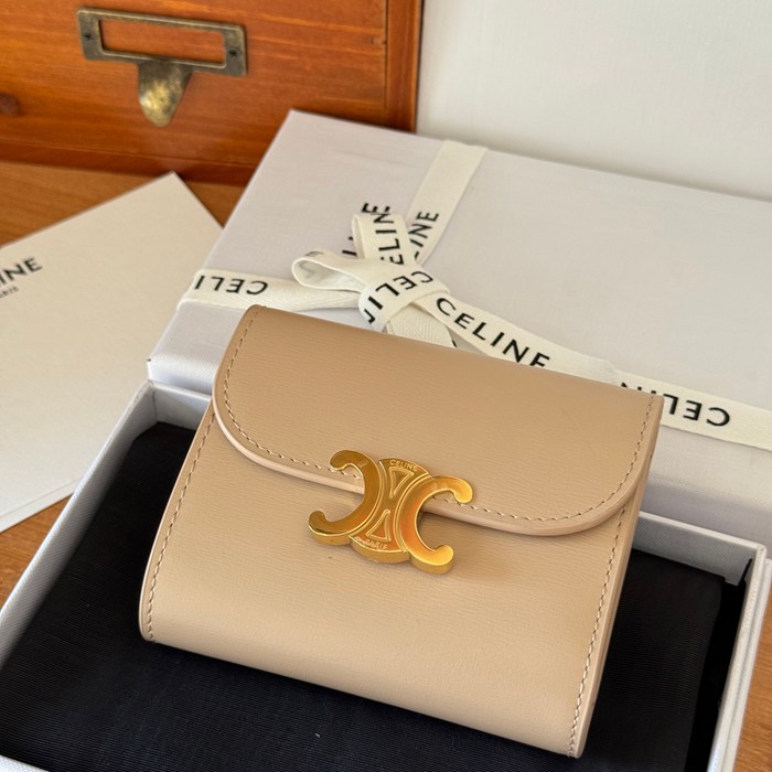 CELINE トリオンフ ショートウォレット カーフレザー レディース 10.5×8.5×4cm