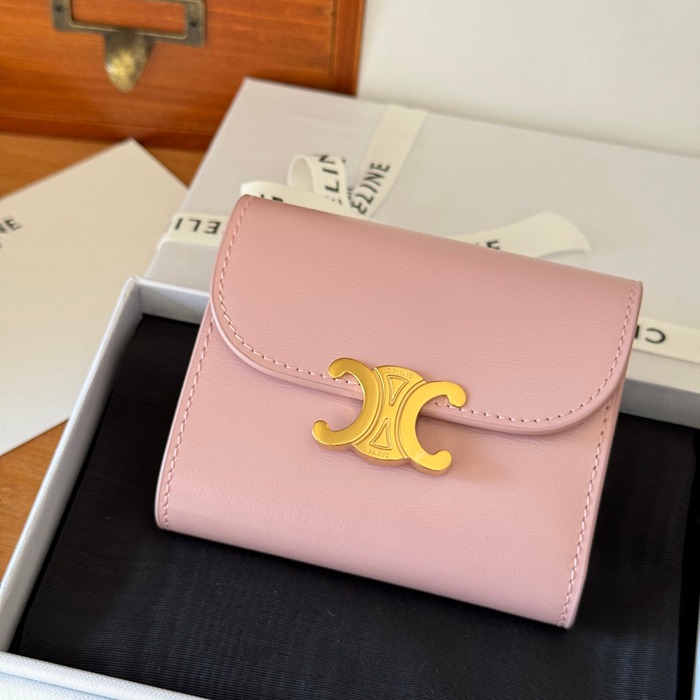 CELINE トリオンフ ショートウォレット カーフレザー レディース 10.5×8.5×4cm