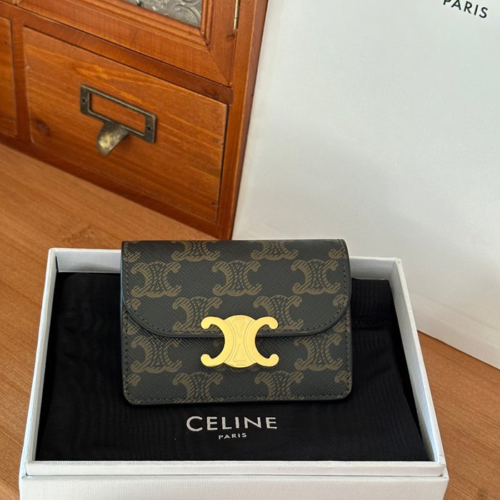 CELINE トリオンフ カードケース カーフレザー レディース 10.5×7×1cm