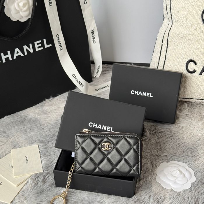 CHANEL L字ジップコインパース ラムスキン レディース 12×7cm