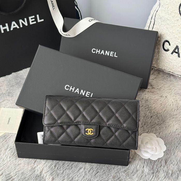 CHANEL CF ロングウォレット カーフレザー レディース 10.5×19×3cm