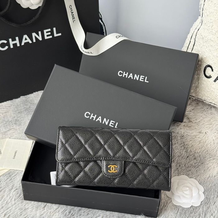 CHANEL CF ロングウォレット カーフレザー レディース 10.5×19×3cm