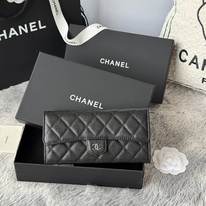 CHANEL CF ロングウォレット カーフレザー レディース 10.5×19×3cm