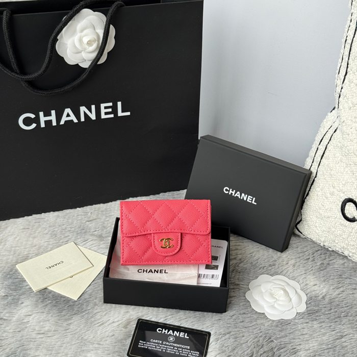 CHANEL 三つ折りカードケース カーフレザー レディース 10.5×7.5×3cm