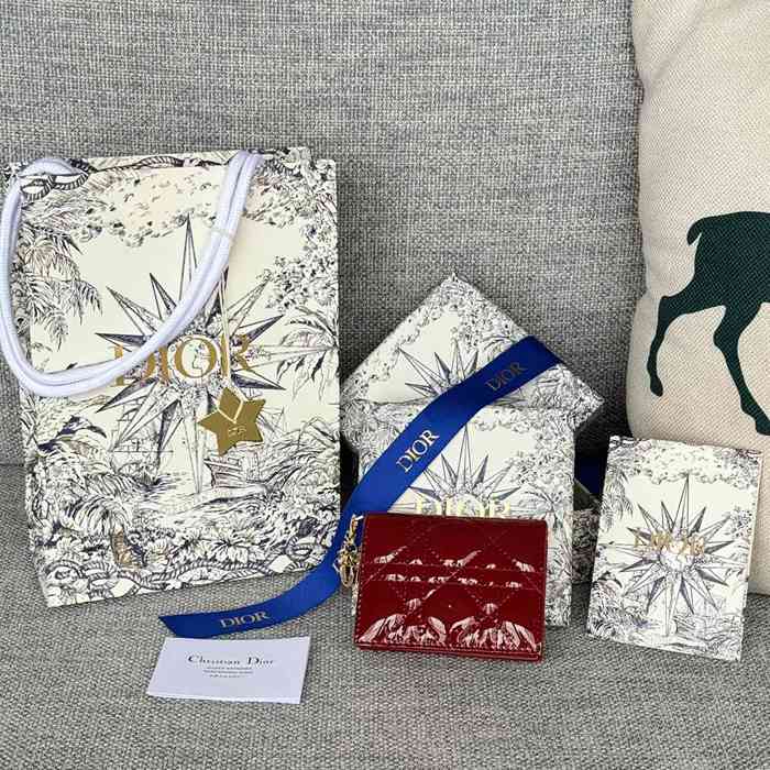 DIOR カードケース カーフレザー レディース 10.5×7.5×2.5cm