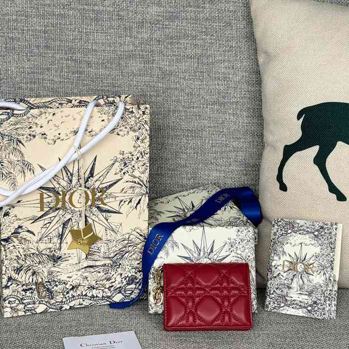 DIOR カードケース ラムスキン レディース 10.5×7.5×2.5cm