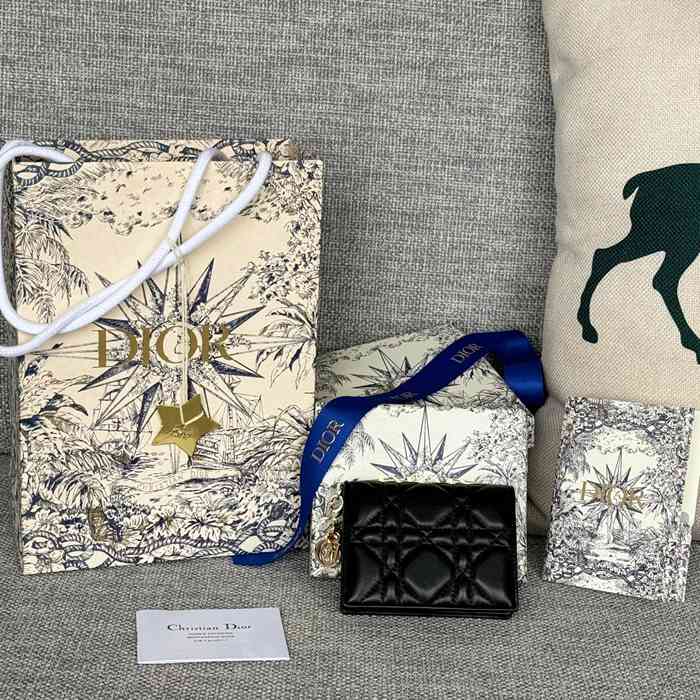 DIOR カードケース ラムスキン レディース 10.5×7.5×2.5cm