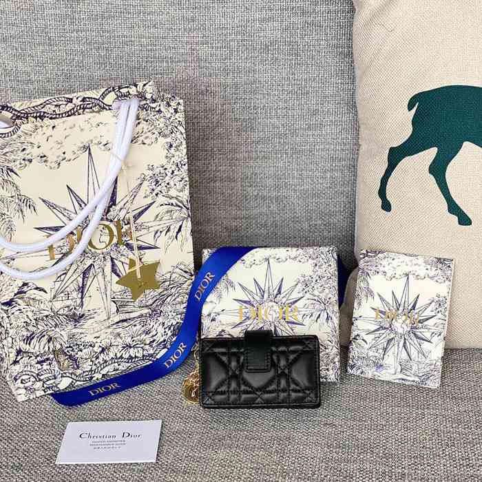 DIOR レディディオール 5スロットカードケース ラムスキン レディース 10.4×7×2cm