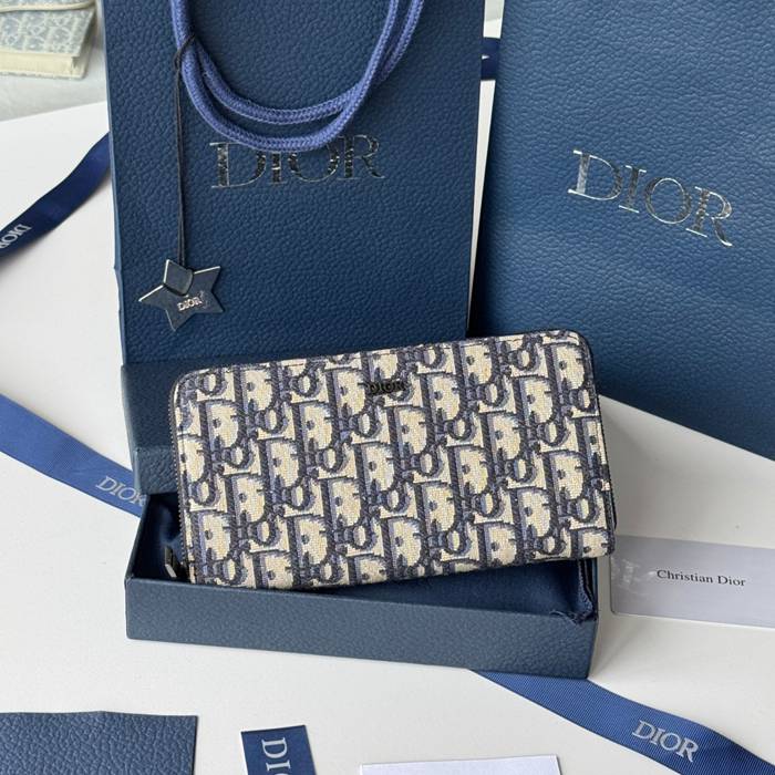 DIOR ジッピーウォレット ジャカード メンズ 19.8×11×2.5cm