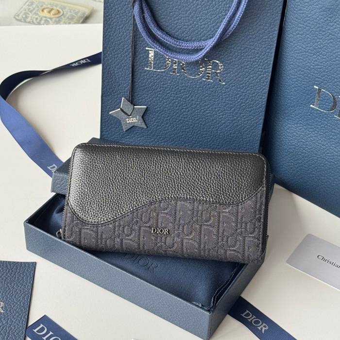 DIOR サドル ジッピーウォレット カーフレザー メンズ 19.8×11cm