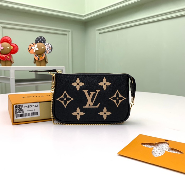 LOUIS VUITTON ミニポシェット アクセサリー モノグラム アンプラント レザー レディース 15.5×10.5×4c