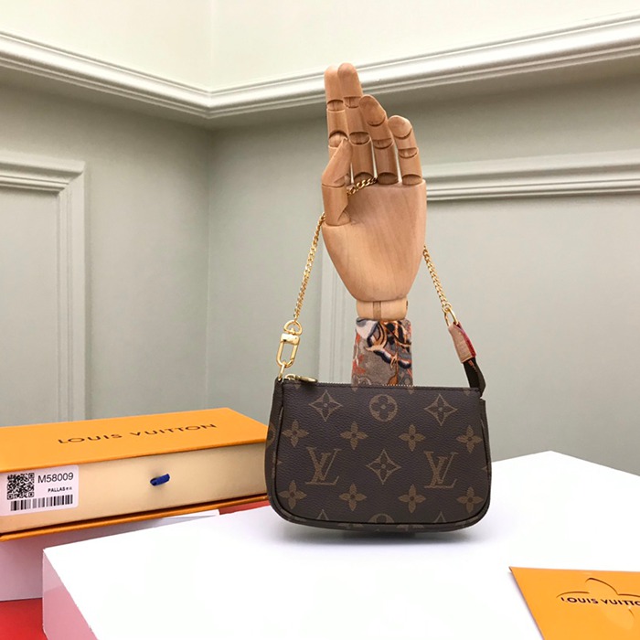 LOUIS VUITTON ミニポシェット アクセサリー モノグラム キャンバス レディース 15.5×10.5×4cm