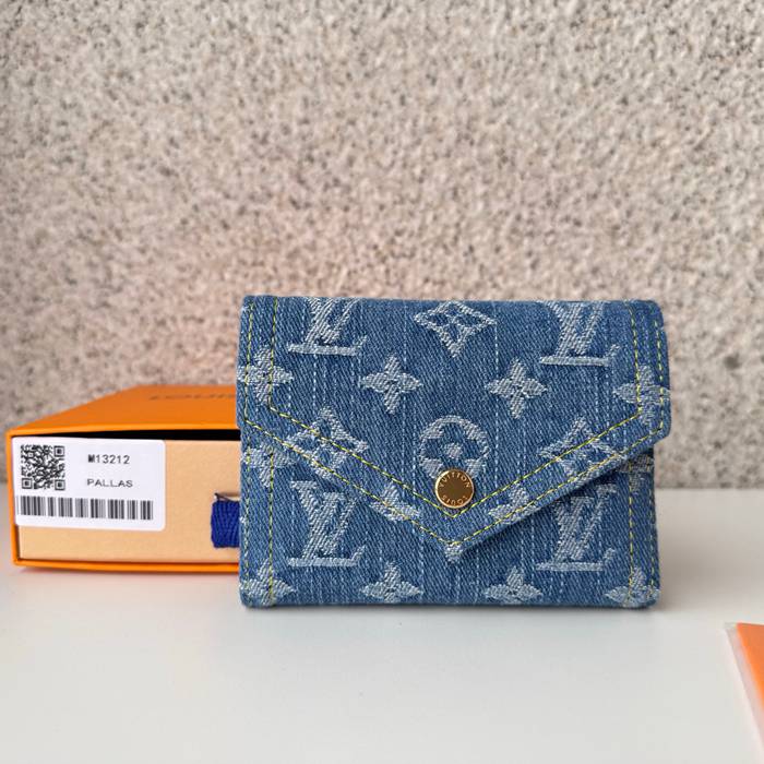 LOUIS VUITTON ヴィクトリーヌ ウォレット モノグラム デニム レディース 12×9.5×2.5cm
