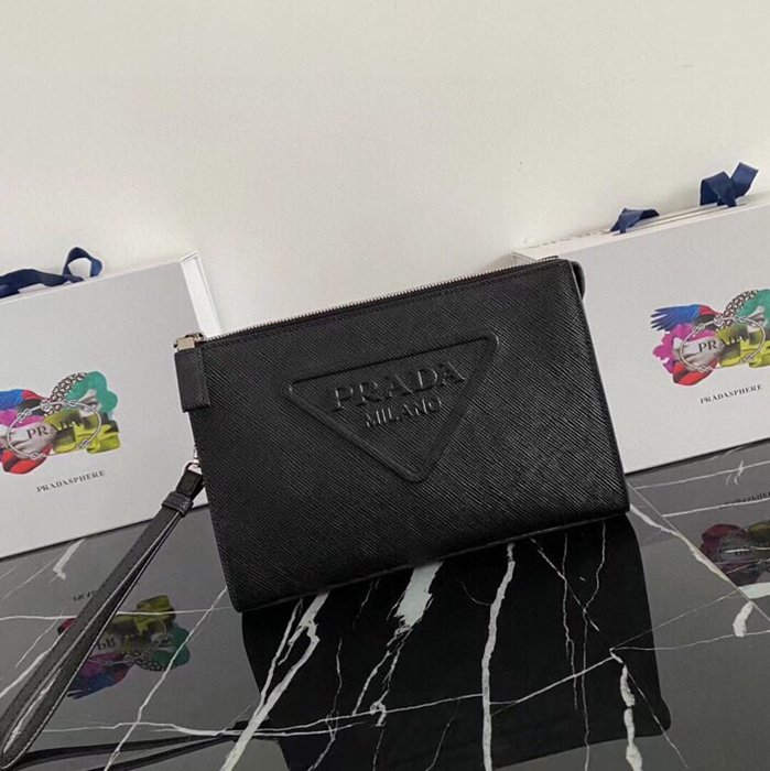 PRADA クラッチバッグ サフィアーノレザー メンズ 25×17×5cm