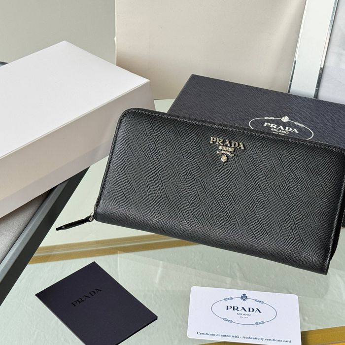 PRADA ジッピーウォレット サフィアーノレザー メンズ 19×12cm