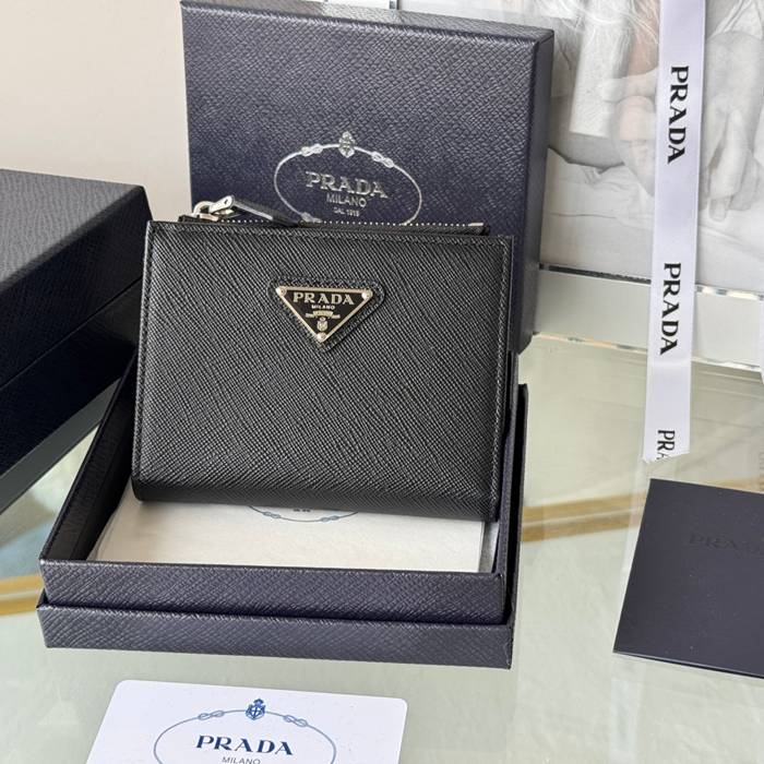 PRADA 二つ折り財布 サフィアーノレザー メンズ 10×9×2cm