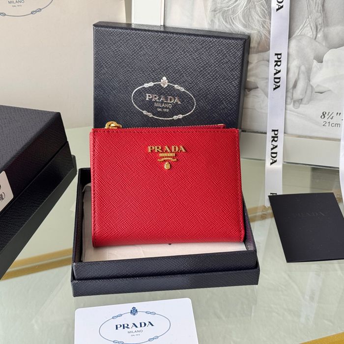PRADA 二つ折り財布 サフィアーノレザー メンズ 10×9×2cm