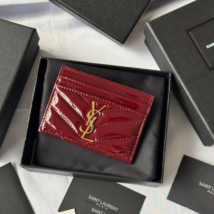 YSL カードケース カーフレザー レディース 10×7.5×0.5cm