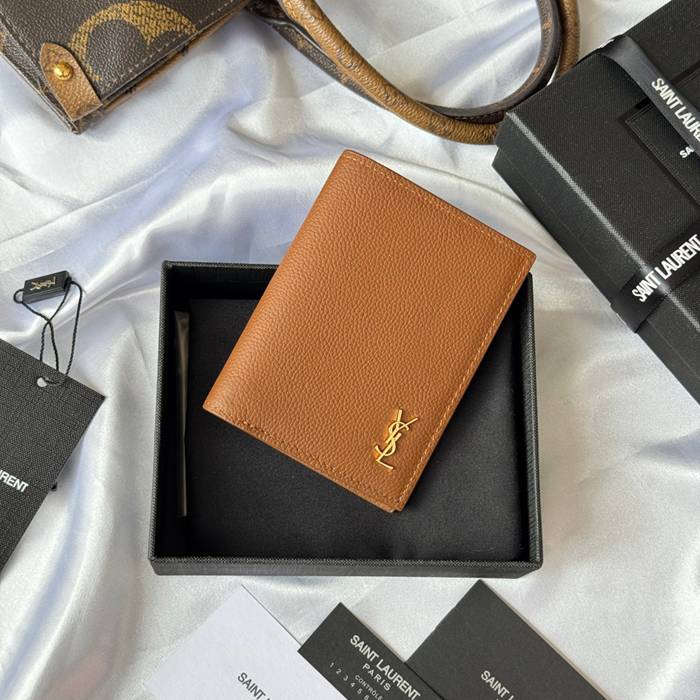 YSL 二つ折り財布 カーフレザー メンズ 9×11.5×2cm