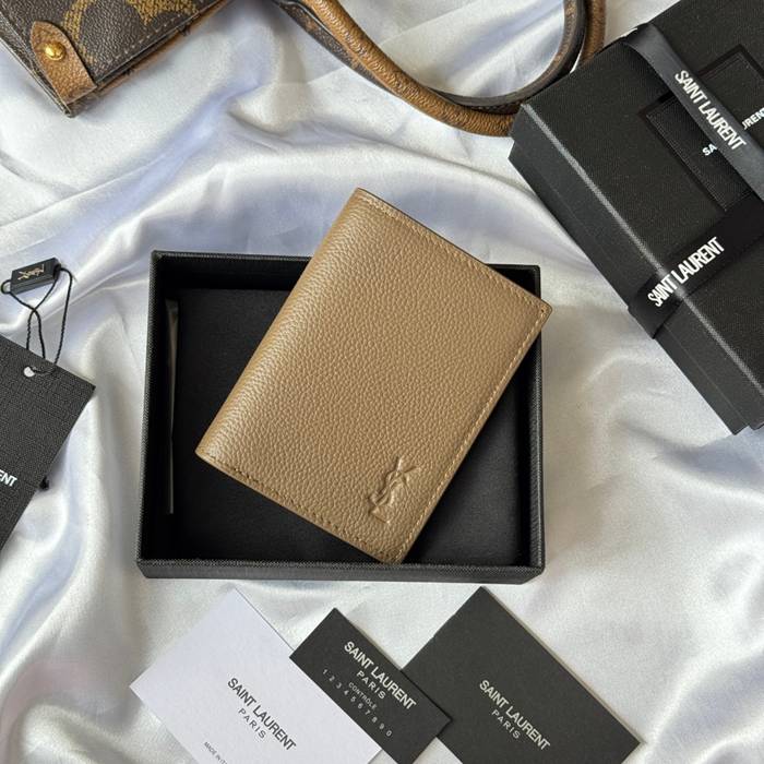 YSL 二つ折り財布 カーフレザー メンズ 9×11.5×2cm