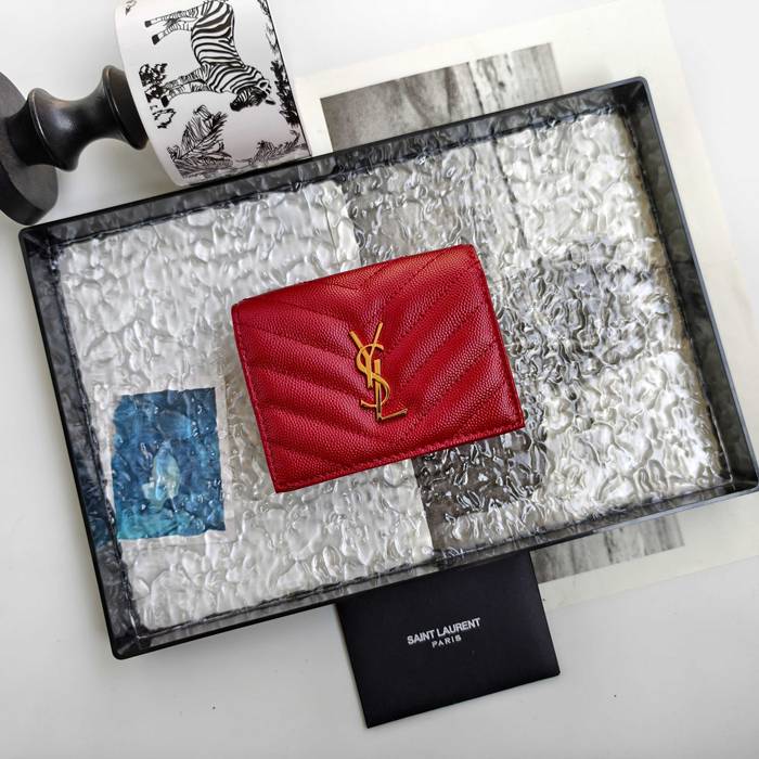 YSL 二つ折り財布 カーフレザー メンズ 11×9.5×2.5cm