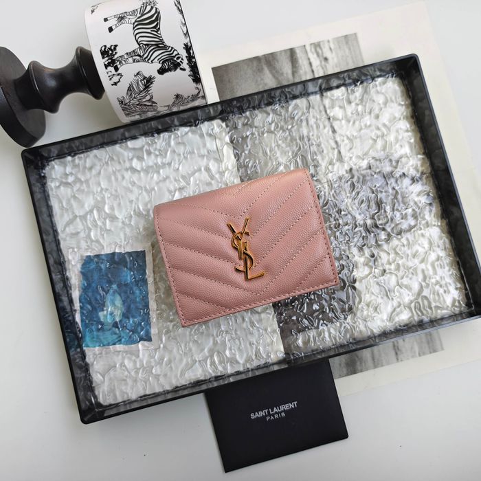 YSL 二つ折り財布 カーフレザー メンズ 11×9.5×2.5cm