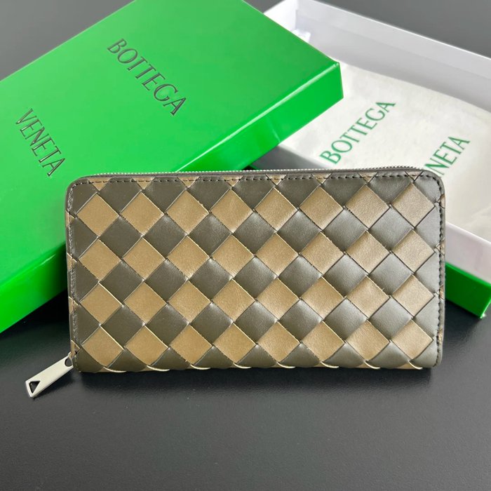 BOTTEGA VENETA BV 593217 メンズ編み財布 三色牛皮編み 19x10cm サイズ:19x10cm