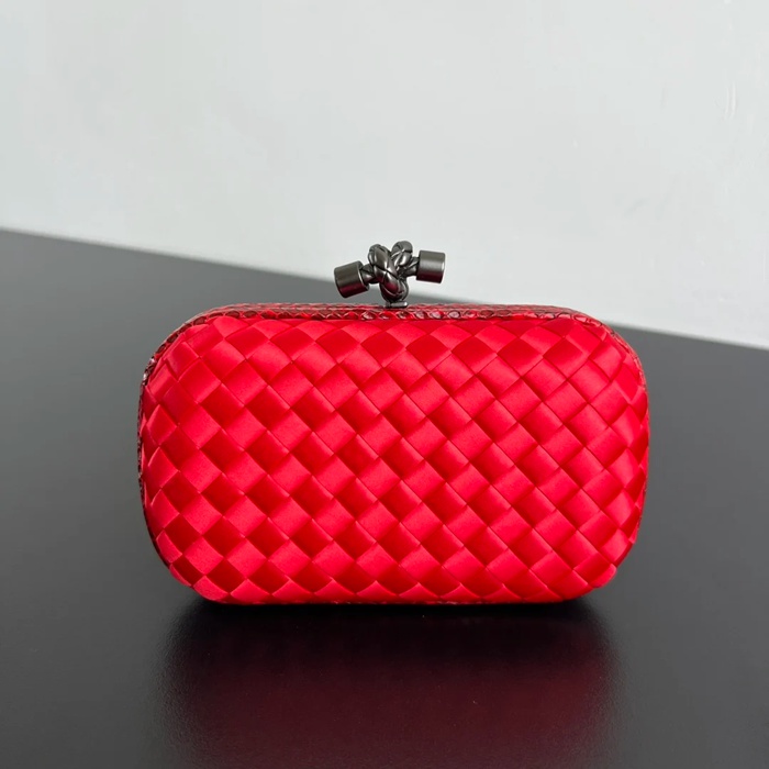 BOTTEGA VENETA BV 8651 ノット イブニングバッグ シルク編み蛇皮トリム 16x10cm サイズ:16x10cm