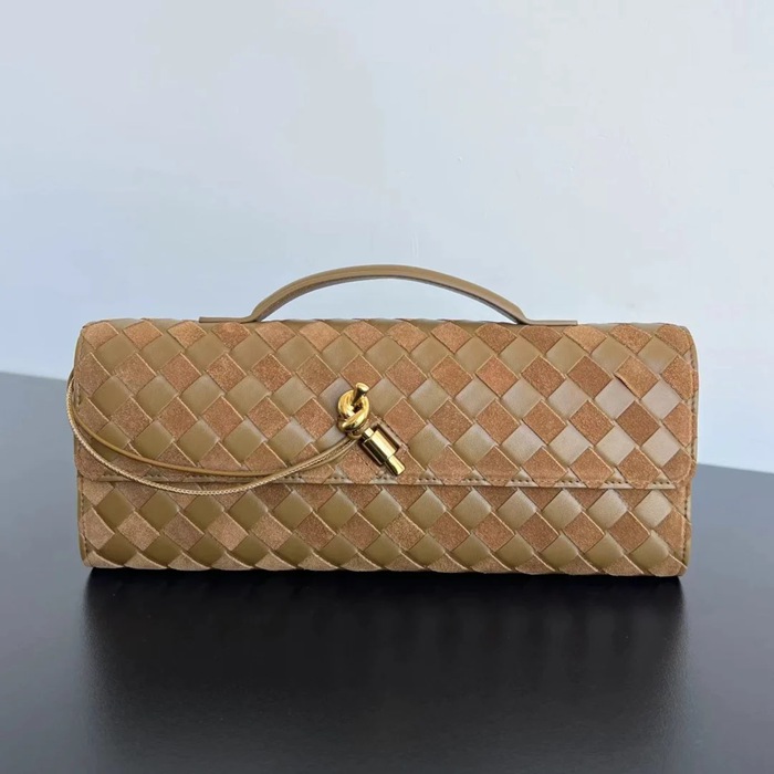 BOTTEGA VENETA BV 741511 クラッチバッグ 鹿皮絨×編み羊革 31x13cm サイズ:31x13cm
