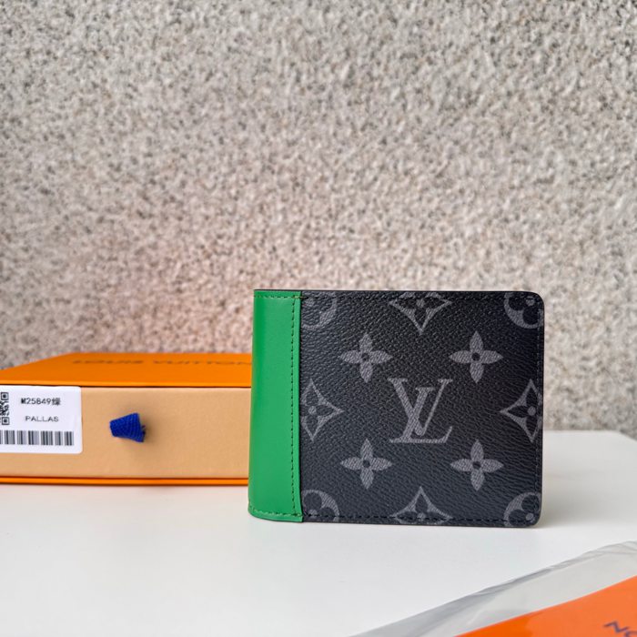 LOUIS VUITTON M25849 スレンダー短財布 モノグラムエクリプス×グリーン サイズ:11x8.5cm