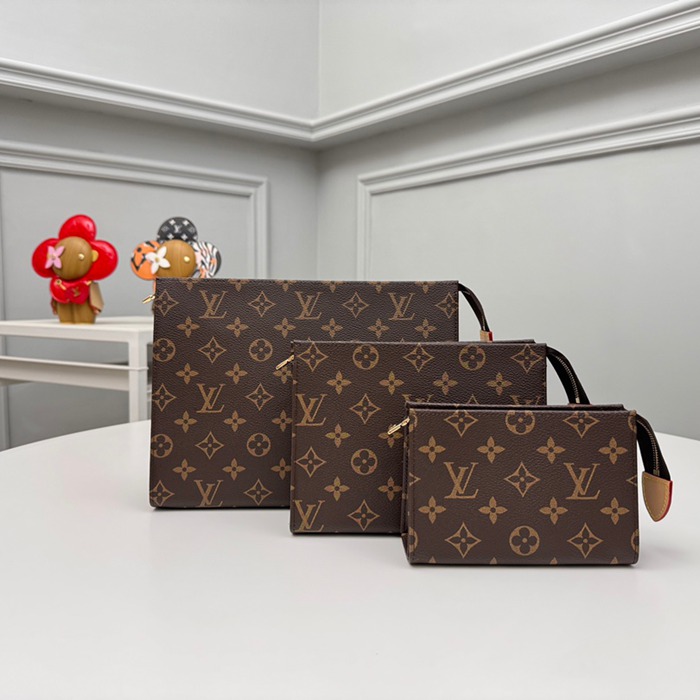 LOUIS VUITTON M47195 トリオコスメポーチ モノグラム サイズ:25x20x5.5cm