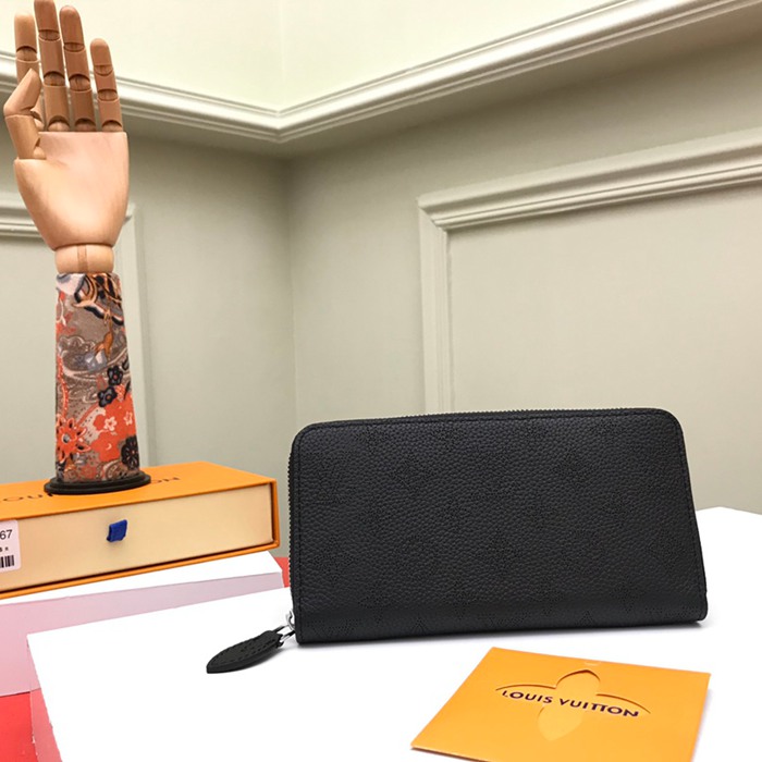 LOUIS VUITTON M61867 ジッピー長財布 マヒナ ブラック サイズ:19.5x10.5x2.5cm