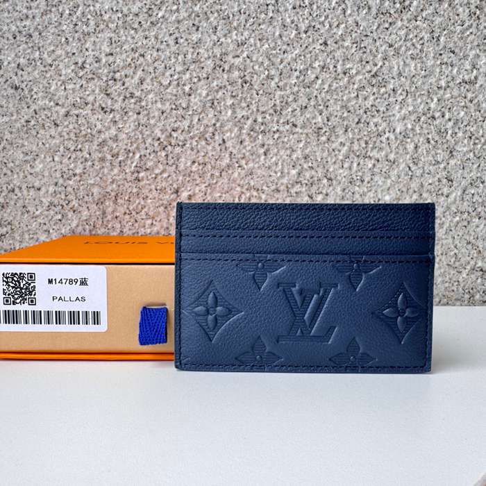 LOUIS VUITTON M14789 カードケース ダブル モノグラムシャドウ ブルー サイズ:11x7x1.5cm