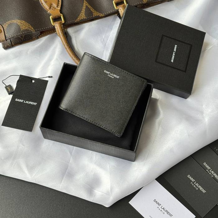 SAINT LAURENT 534638 メンズ対折り財布 カヴィア サイズ:11x9.5x2.5cm