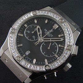 HUBLOT クラシックフュージョン 全面ダイヤ 60分ストップウォッチ メディア掲載モデル