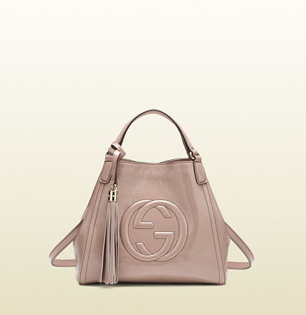 Authentic Gucci Soho Soft Patent Shoulder Bag 336751 Pink