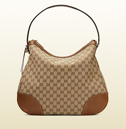 Authentic Gucci Bree Orignal GG Canvas Hobo Bag 336754 Brown