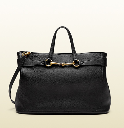Authentic Gucci Soft Bright Bit Leather Tote Bag 353116 Black