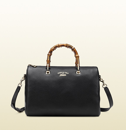 Authentic Gucci Bamboo Shopper Boston Bag 353124 Black