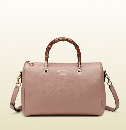 Authentic Gucci Bamboo Shopper Boston Bag 353124 Pink