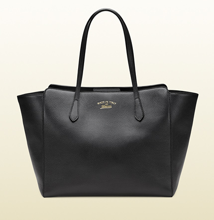 Authentic Gucci Swing Soft Leather Tote Bag 354397 Black