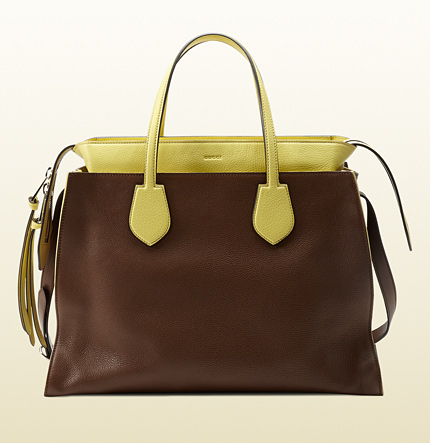 Authentic Gucci Ramble Studded Layered Tote Bag 370822 Brown