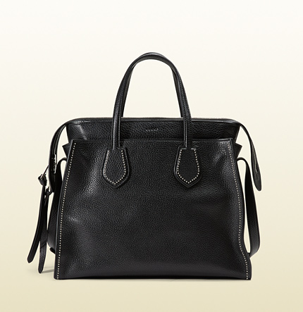 Authentic Gucci Ramble Studded Layered Tote Bag 370822 Black