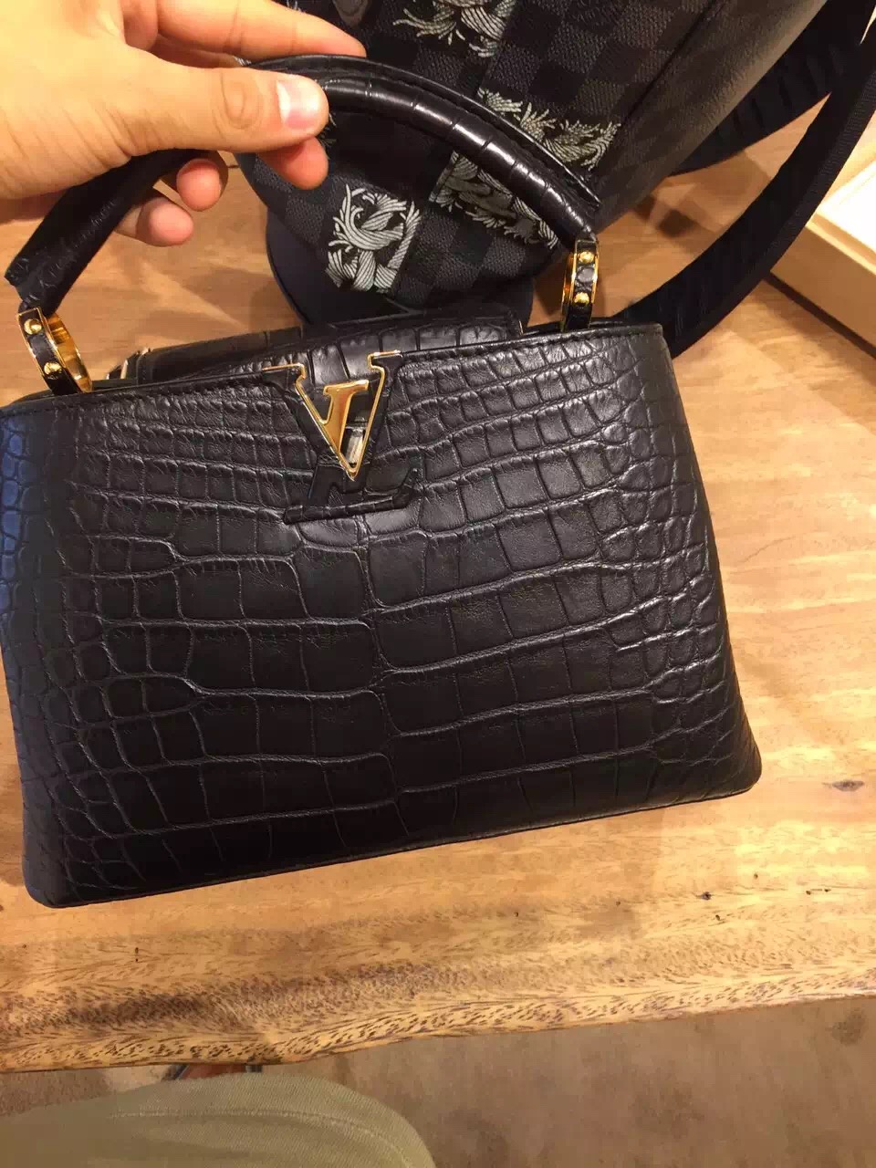 Authentic Louis Vuitton Capucines BB Crocodile Skin Bag N91636 B