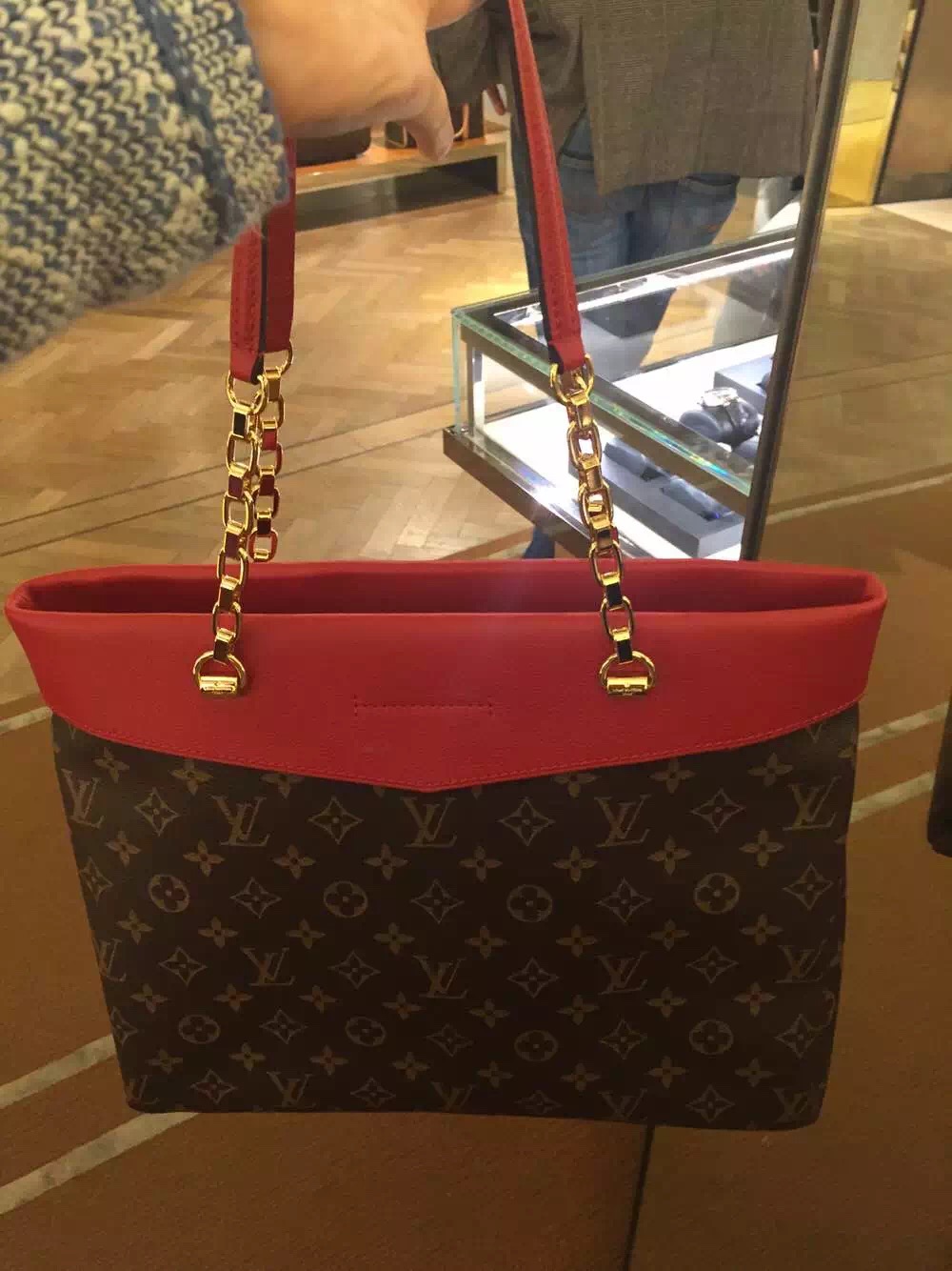 Real Louis Vuitton Pallas Shopper Tote Bag M51197 Cherry