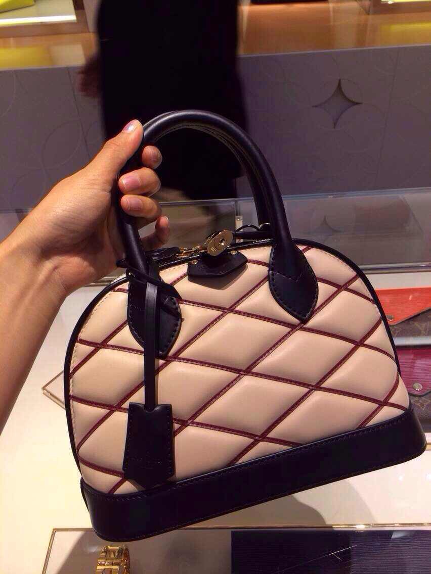 Authentic Louis Vuitton Malletage Alma BB Bag M50006 Naturel