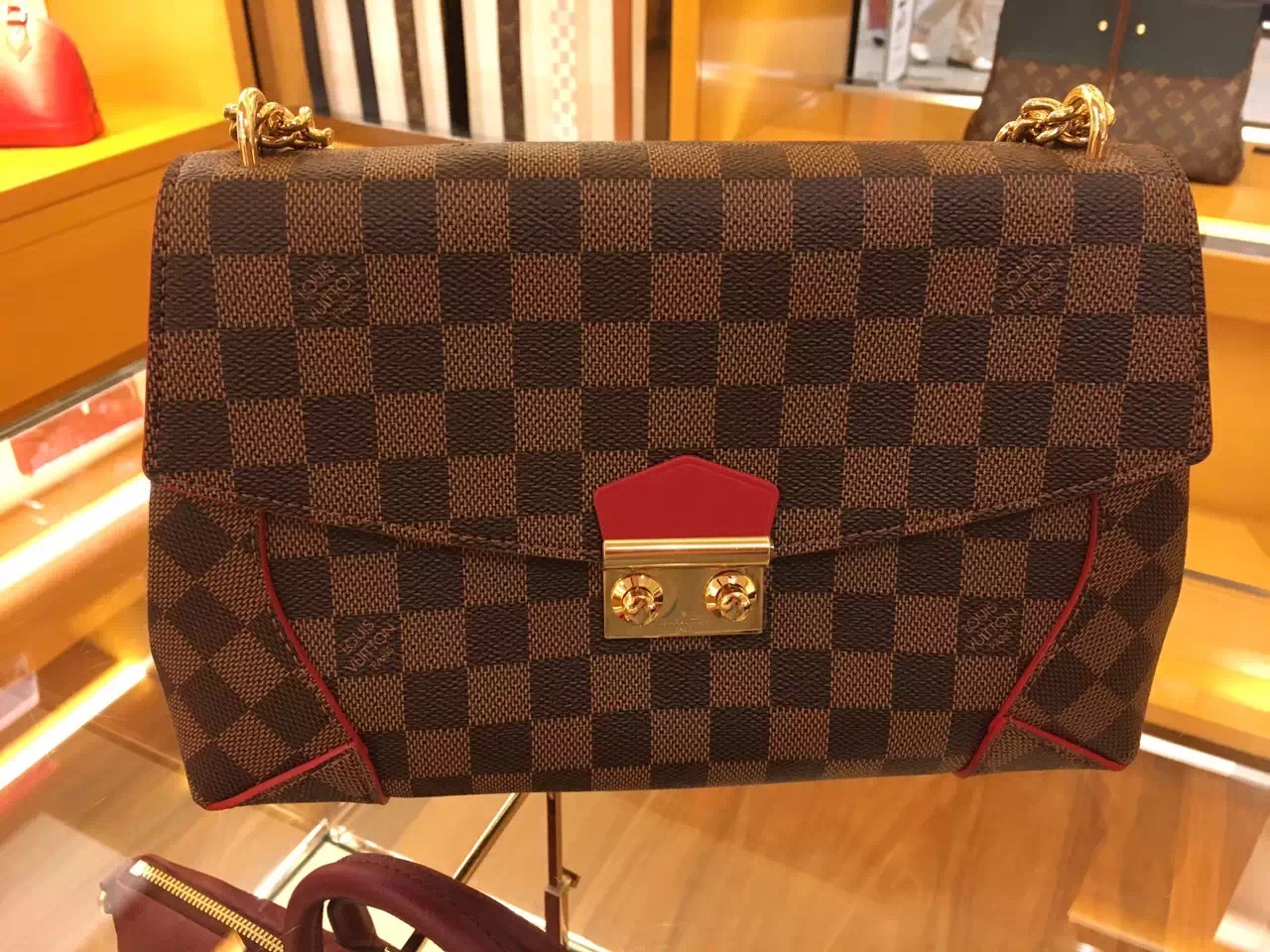 Louis Vuitton Damier Ebene Caissa Clutch N41596 Cherry